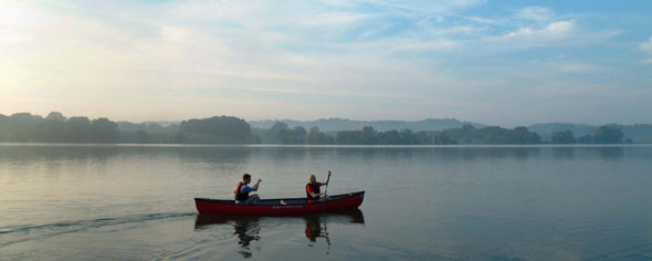 two people in a canoe