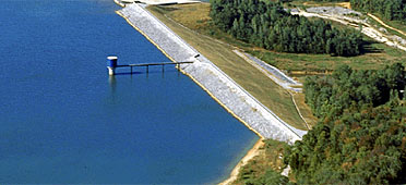 Aerial photo of cedar creek dam