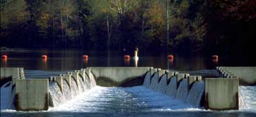 Photo of weir creating small waterfalls to add oxygen
